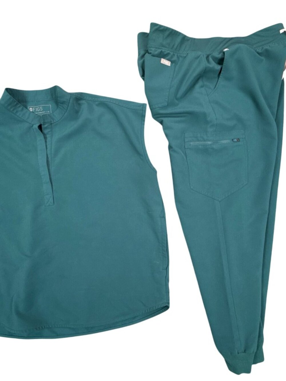 FIGS Rafaela Scrub Set Sleeveless Top XL Jogger Pants XXL Teal